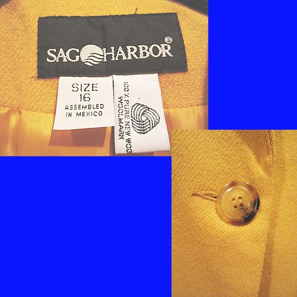 SAG HARBOR Minimalist Lapel One-Button 100% Pure Wool Jacket 16 - Picture 5 of 12